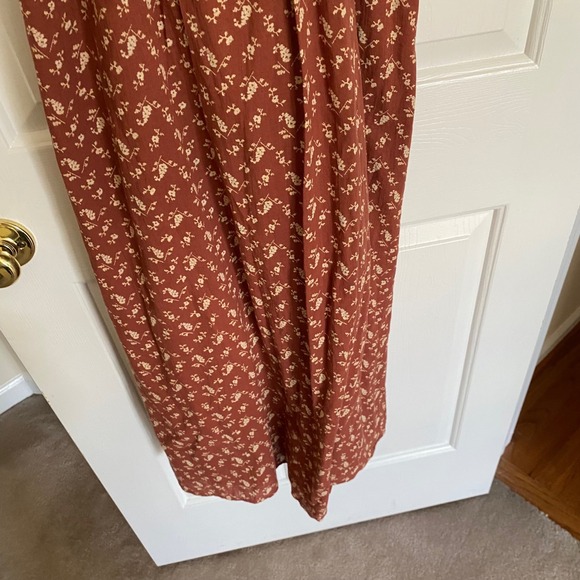 Treasure & Bond Floral Maxi Dress M Rust Red Spaghetti Strap‎ Smocked Tie Back - Picture 4 of 9